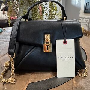 Ted Baker Black Satchel with Gold Accents